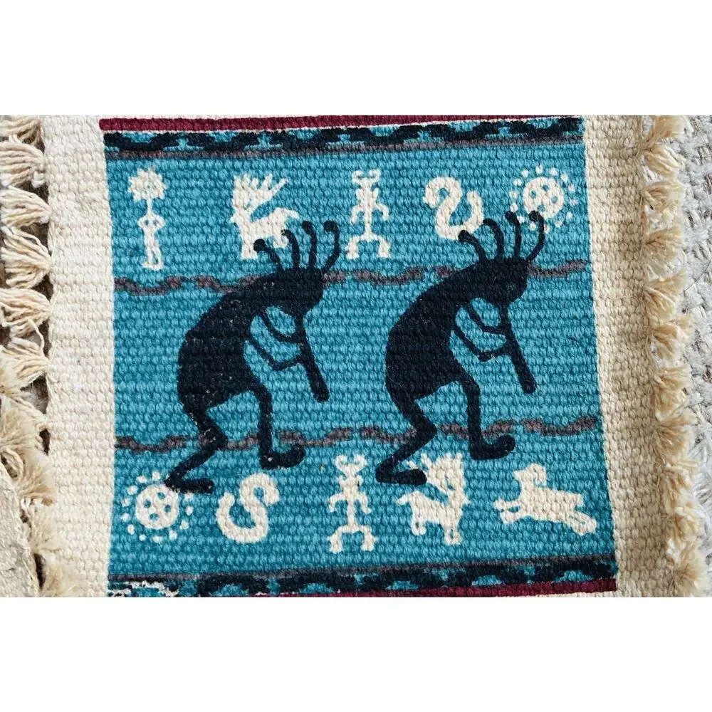 Set of 5 Woven Coasters Small Southwest Aztec Native Am Style Mats 4-5”